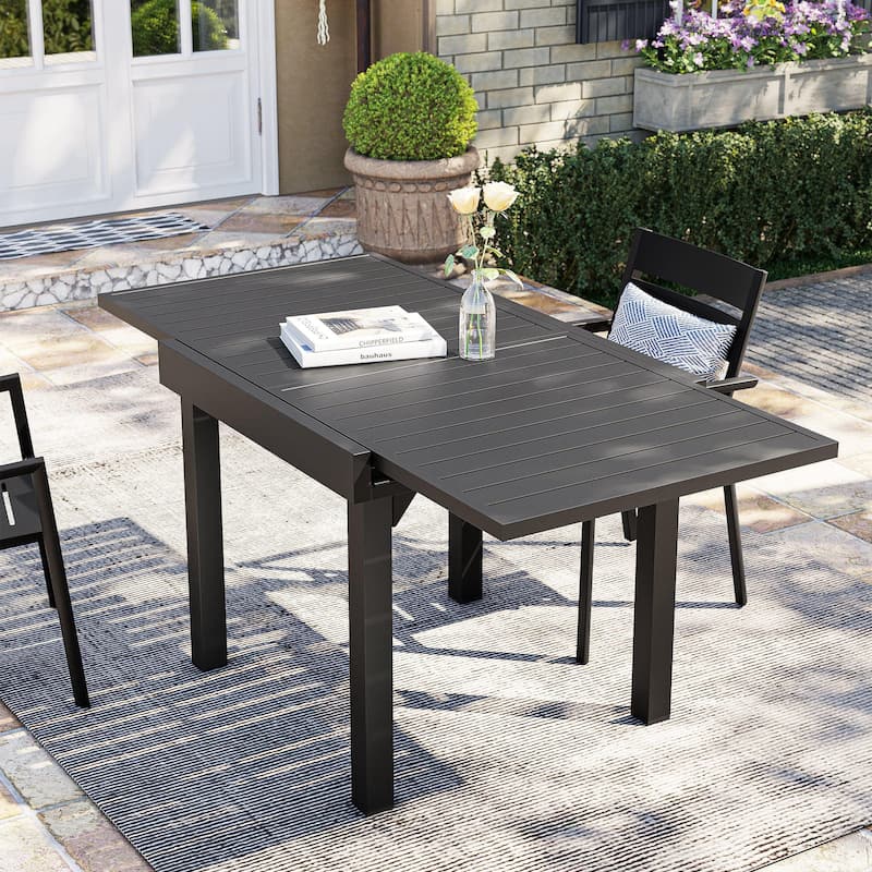 Pellebant Outdoor Extendable Patio Dining Table - 63" / 31.5" (L) x 31.5" W x 29.5" H - Black
