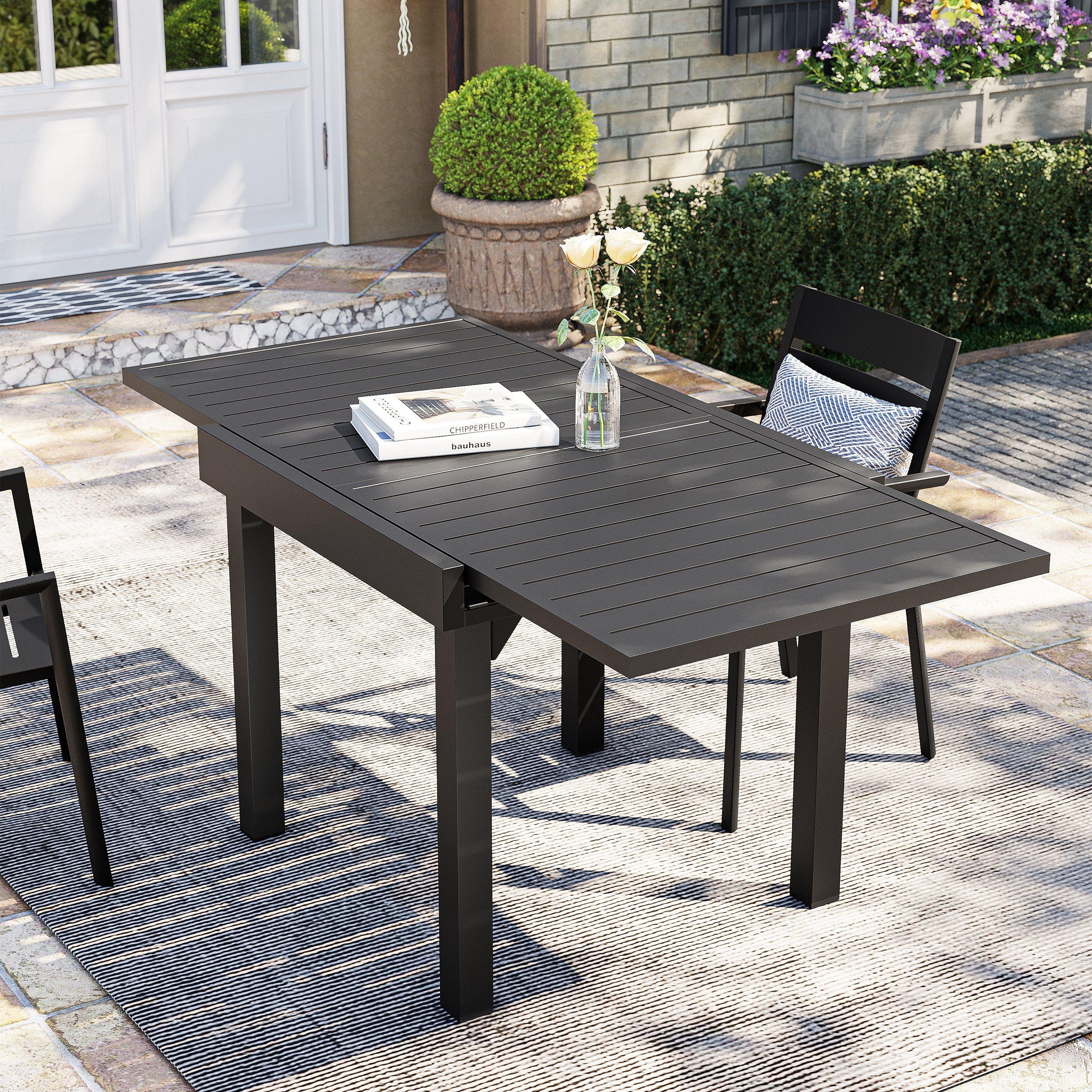Pellebant Outdoor Extendable Patio Dining Table - 63" / 31.5" (L) x 31.5" W x 29.5" H
