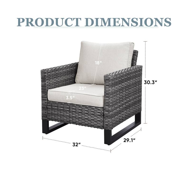 Patio PE Wicker Chair with Cushion Set of 2