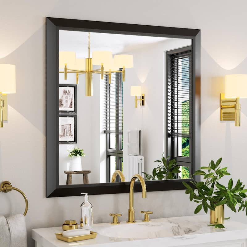 KIOTEE Full size Metal Bathroom Mirror with 5-Year Warranty - 36x36 - Black