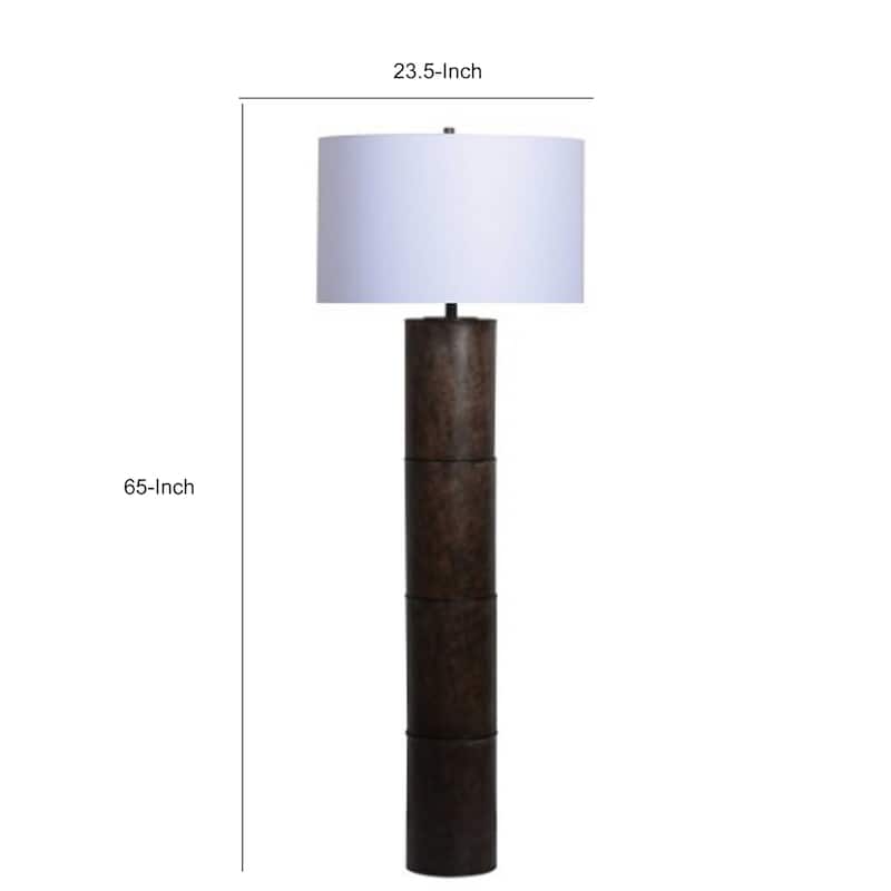 Saen 65 Inch Floor Lamp, Modern Black Cylindrical Base, White Drum Shade