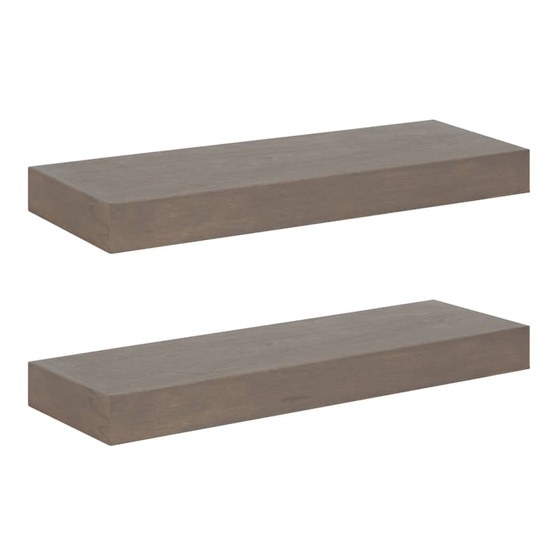 Kate and Laurel Havlock Wood Shelf Set - 2 Piece 24 inch - Gray