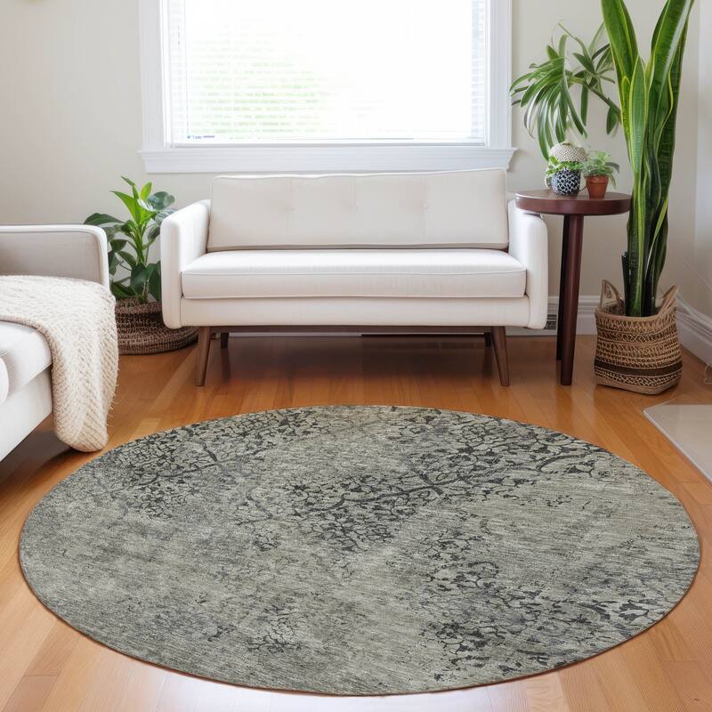Premium Washable Super Soft Vintage Trellis Mayfield Rug - Taupe - 8' x 8' - Round