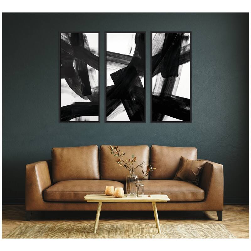 Kate and Laurel Black Mark No. 1, No. 2, & No. 3 3 Piece Framed Canvas Wall Art Set by Amy Lighthall