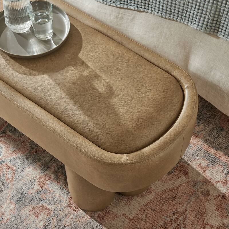 Mossi 52-Inch Oval Vegan Leather Bench