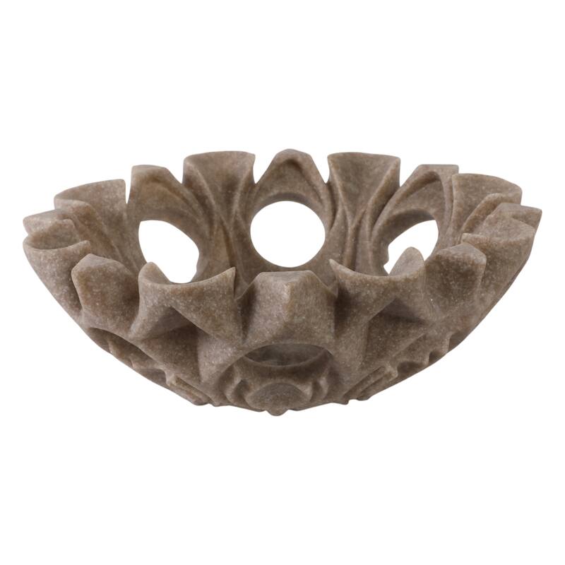 Artistic Decorative Bowl with Sculptural Cut-Out Design - 16", Tan
