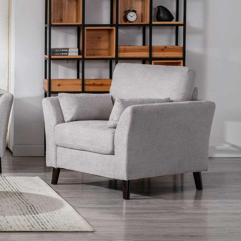 Velvet Upholstered Fabric Chair with 2 Pillows
