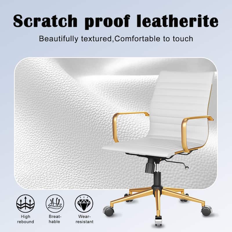 CAROCC Ribbed Computer Office Chair Swivel Lift tilt function Ergonomic Premium Leather Desk Armchair