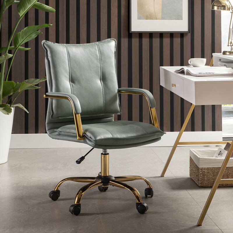 Zarina Modern Faux Leather Swivel Office Desk Chair with Height-adjustable by HULALA HOME - SAGE