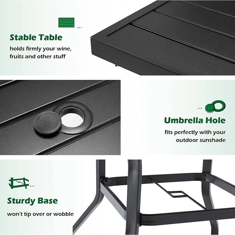 AECOJOY Metal Patio Dining Table ,Weather-Resistant Table