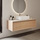 preview thumbnail 1 of 26, 48" Modern Floading Single Bathroom Vanities, Solid Wood, Glossy Stone Vessel, Brown &Light Wood - 47.6" x 19.7 Light Wood