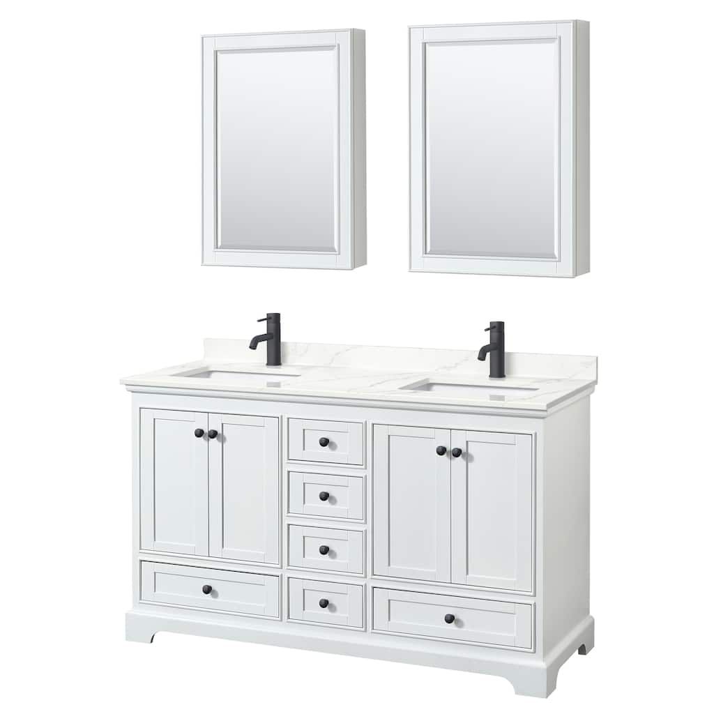 Deborah 60-inch Double Vanity, Quartz Top, Medicine Cabinets