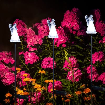 Glitzhome 36"H Set of 3 Flower/Angel Solar Garden Decorative Lights