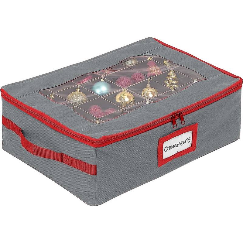 Underbed Christmas Ornament Storage Container - Holds up to 48-3 Inch Ornaments – Two Individual Removable Trays