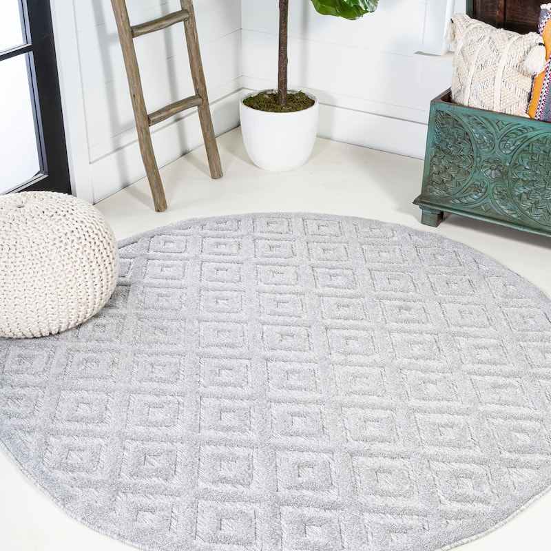 JONATHAN Y Ankara Neutral Diamond Trellis Indoor/Outdoor Area Rug
