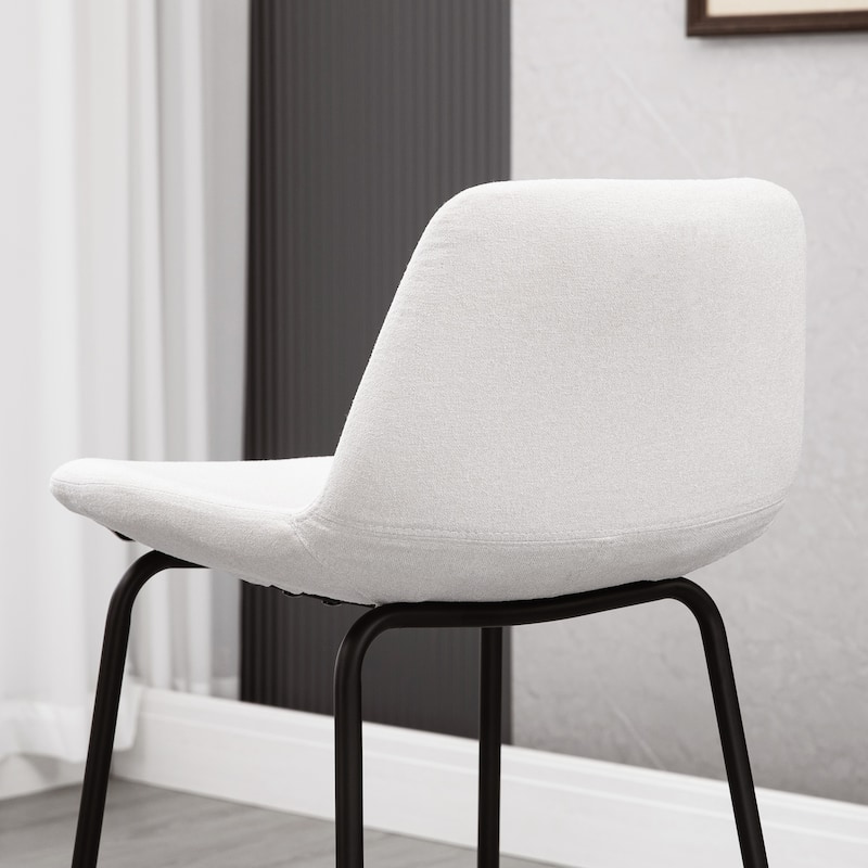 HOMCOM 29.5" Seat Height Bar Stools Set of 2, Upholstered Bar Chairs, Armless Barstools with Back, Steel Legs