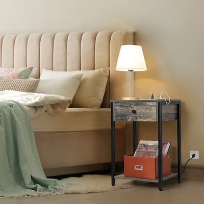 Nightstand with USB Ports and Power Outlets