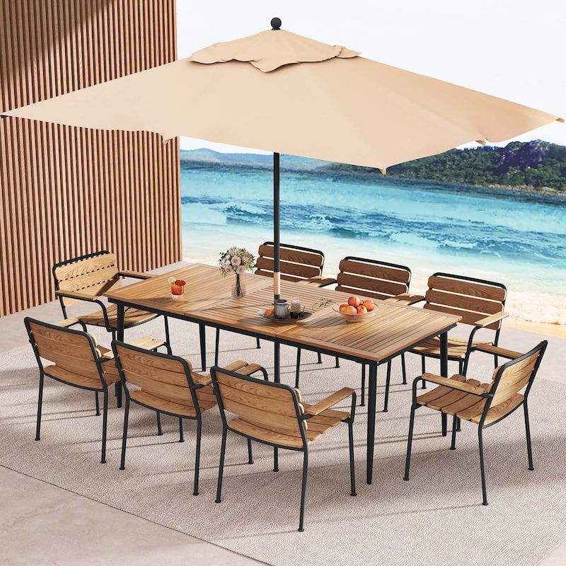 Costway 79" Outdoor Dining Table for 8 Acacia Wood Patio Table with - See Details