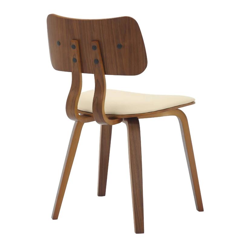 Clivo Leather Dining Chair with Open-Back and Poplar Wood Legs for Kitchen or Dining Room Set of 4
