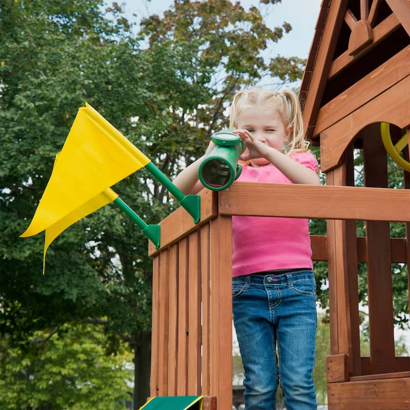 Swing-N-Slide Playful Palace Wood Outdoor Playground Swing Set