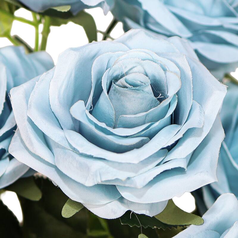 Set of 2 Artificial Queen Rose Flower Stem Bush Bouquet 18in