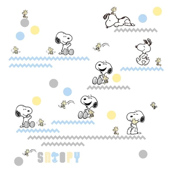 slide 2 of 3, Lambs & Ivy My Little Snoopy™ & Woodstock Blue/Yellow/Gray Wall Decals/Appliques