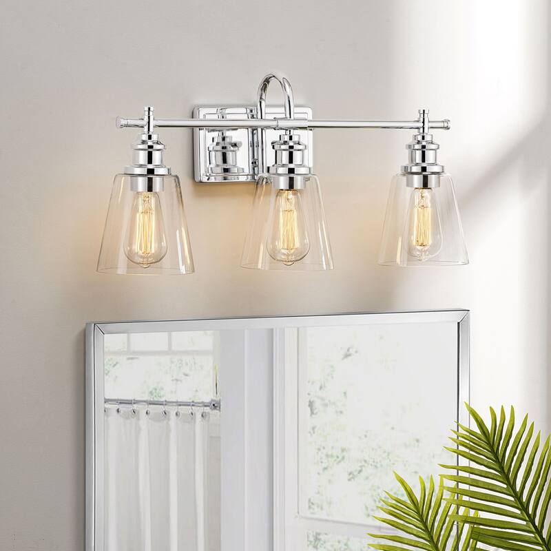 KAWOTI 3 Light Bathroom Vanity Light with Glass Shades
