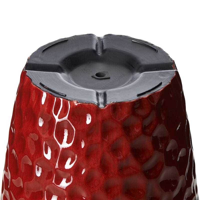 Glitzhome 23.75"H Set of 2 Oversized Eco-Friendly PP and Stone Honeycomb Textured Blue/Green/Red Tall Plastic Planter