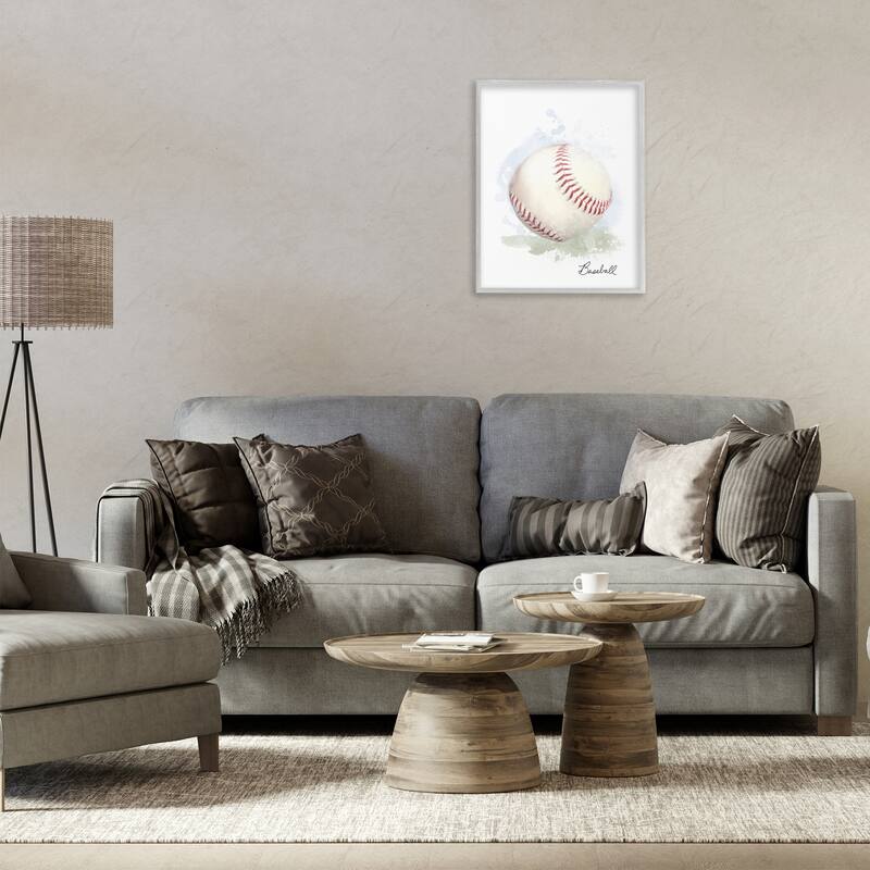 Stupell Soft Pastel Baseball Framed Giclee Art Design By Matthew Piotrowicz