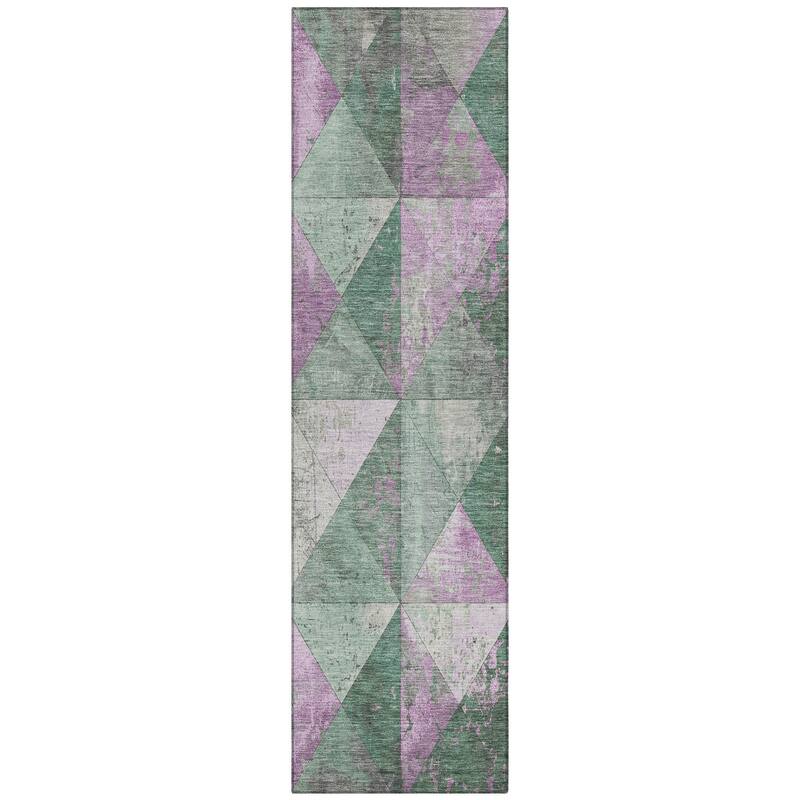 Machine Washable Indoor/ Outdoor Contemporary Diamonds Chantille Rug