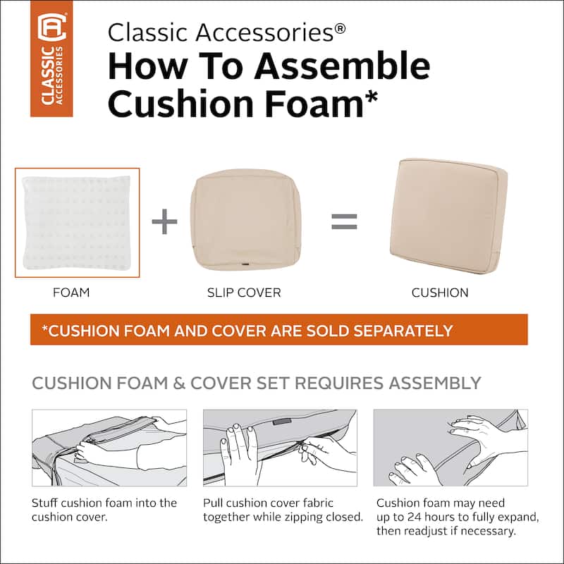Classic Accessories Patio Lounge Chair Pillow Back Cushion Foam