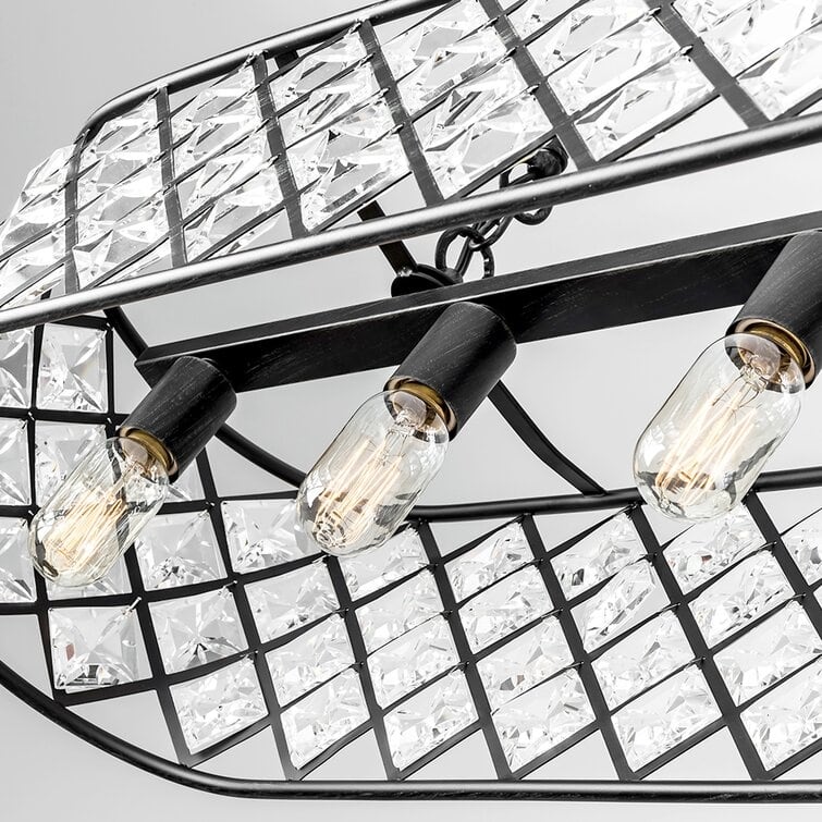 Maxax 5 - Light Crystal Shade Black Metal Charming Kitchen island Chandelier