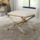 preview thumbnail 1 of 5, Upholstered Rectangular Bench with Metal Base - 24" - Gold and White