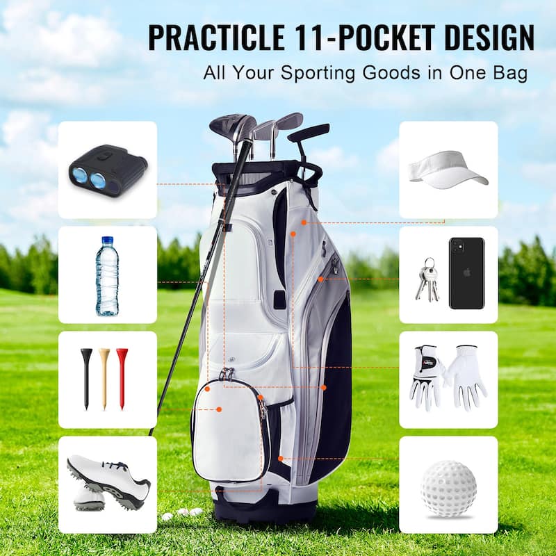 Golf Cart Bag with 14 Way Organizer Divider Top, Durable Golf Bags with Handles & Dust Cover & Detachable Straps for Men & Women