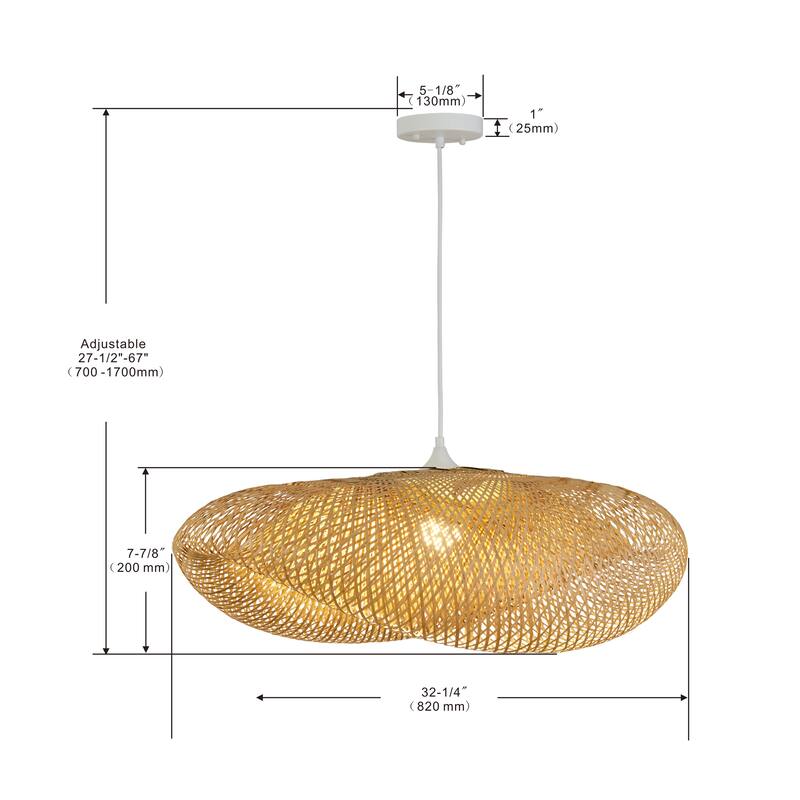 32 Inch Bamboo chandelier 1 Lt - Bamboo Finish