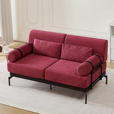 Modern Loveseat Sofa 59" Sofa Couch 2-Seater Sofa With Flexible Usb Ports , Unique Cylindrical Armrests