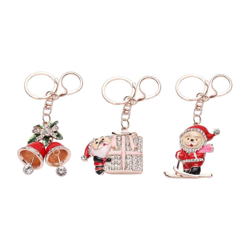 Set of 3 Multi Color Enamelled Keychain Key Ring for Women Holder - Medium