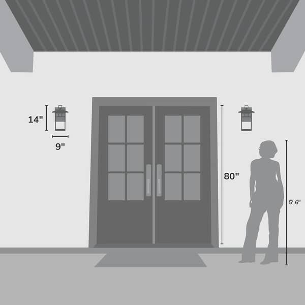 dimension image slide 2 of 6, Hunter Yancy House Outdoor Wall Light - Front Porch, Patio, Garage - Mission, Transitional - Resists Corrosion!