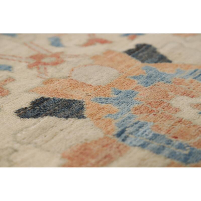 Hand Knotted Oriental 100% Wool Carpet Transitional All-Over Beige & Ivories Oushak Area Rug - 11' 10'' X 9' 0''