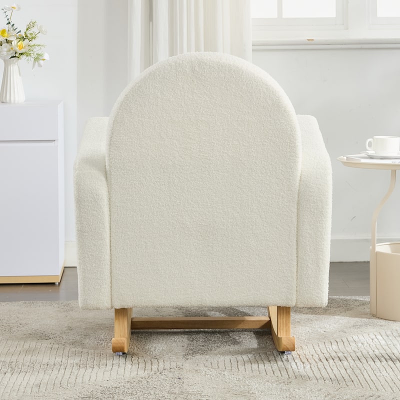 Cream White Rocking Chair with Curved Back & Pillow