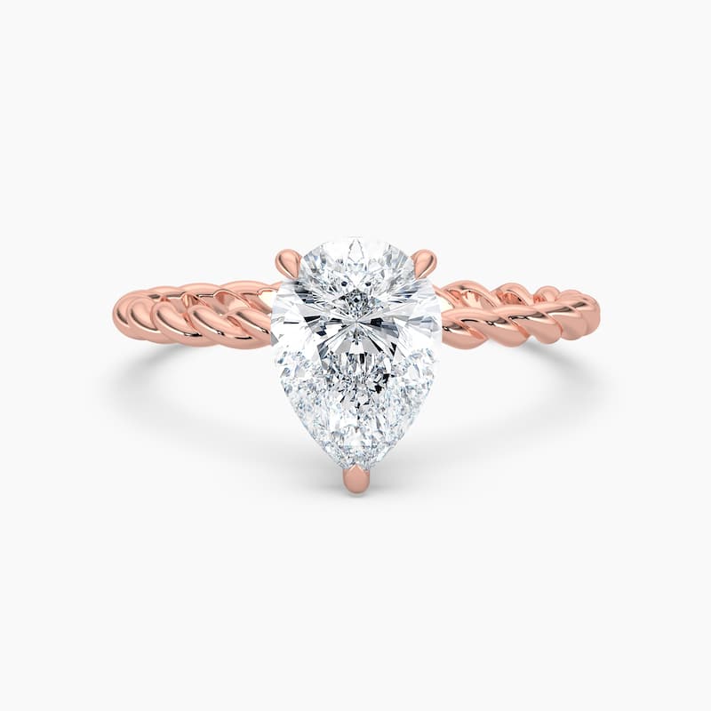Auriya 14k Gold Lab Grown Pear Diamond Twisted Hidden Halo Engagement Ring 1.00 to 5.00 ct. tw. (F-G, VS) - 9 - 1.75 carats - Rose