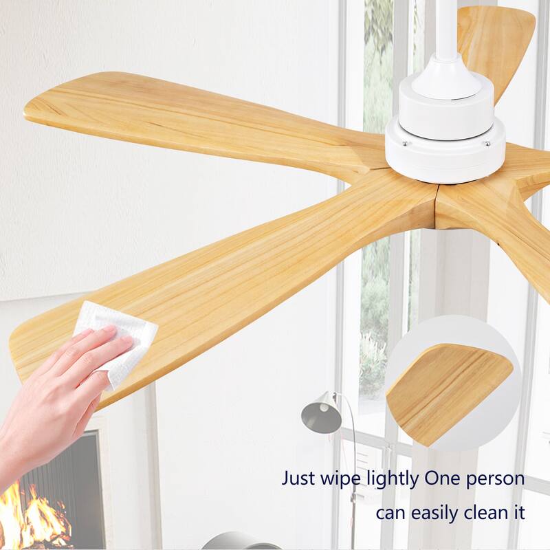 52 Inch Indoor Ceiling Fans With Lights and Remote Control, Dimmable LED, 5 Solid Wood Blades,Reversible DC Motor
