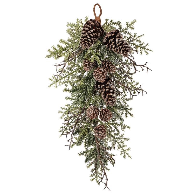 28" Iced Northwoods Evergreen Pinecone Swag