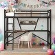 preview thumbnail 1 of 16, Modern Full Size Metal MDF Loft Bed With Built-in Desk And Shelf for Bedroom Black