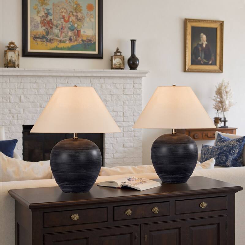 Ceramic Table Lamp with Linen Shade