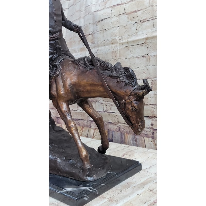 Frederic Remington Arizona Cowboy Bronze Sculpture Statue Western Americana 22 Inches X 26 Inches
