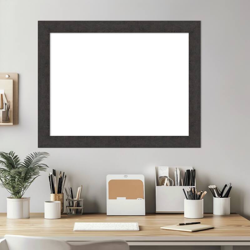Amanti Art Rustic Plank Espresso Narrow Framed Dry Erase Magnetic Board