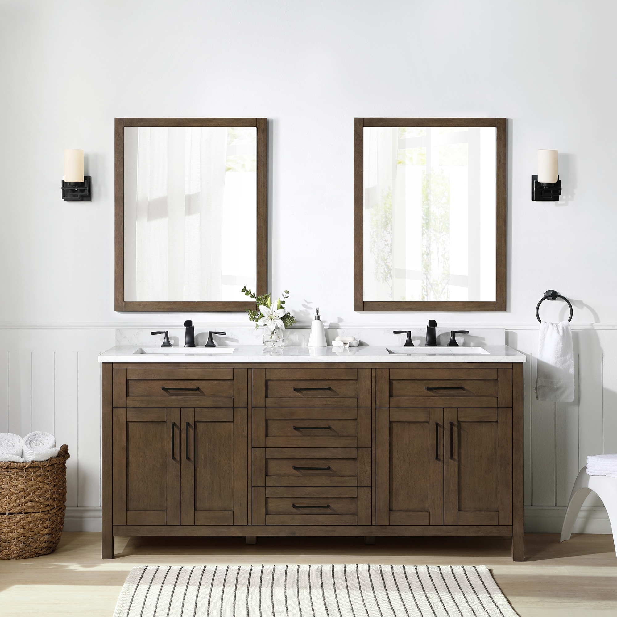 OVE Decors Tahoe 72 in. Almond Latte Vanity with 2 Mirrors ...