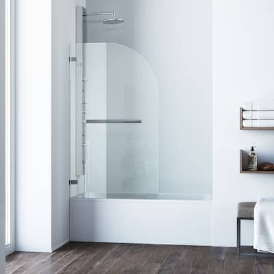 VIGO Orion 34" W x 58" H Frameless Hinged Tub Door in Chrome