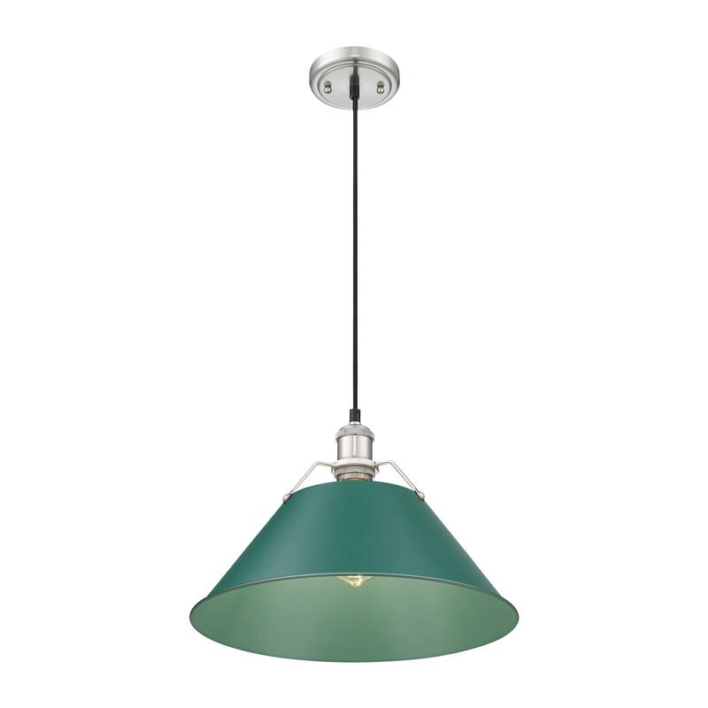 Yep by Golden Lighting Orwell 1-light 14in Pendant in Pewter and Pine Green shade - Large Pendant - 14"